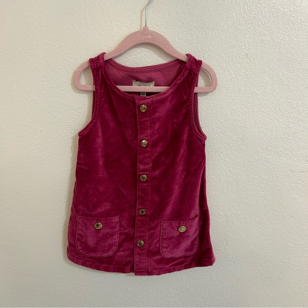 DL1961 Hana Dress Hibiscus Velvet Toddler Girl 4/5 Buttons Pockets
